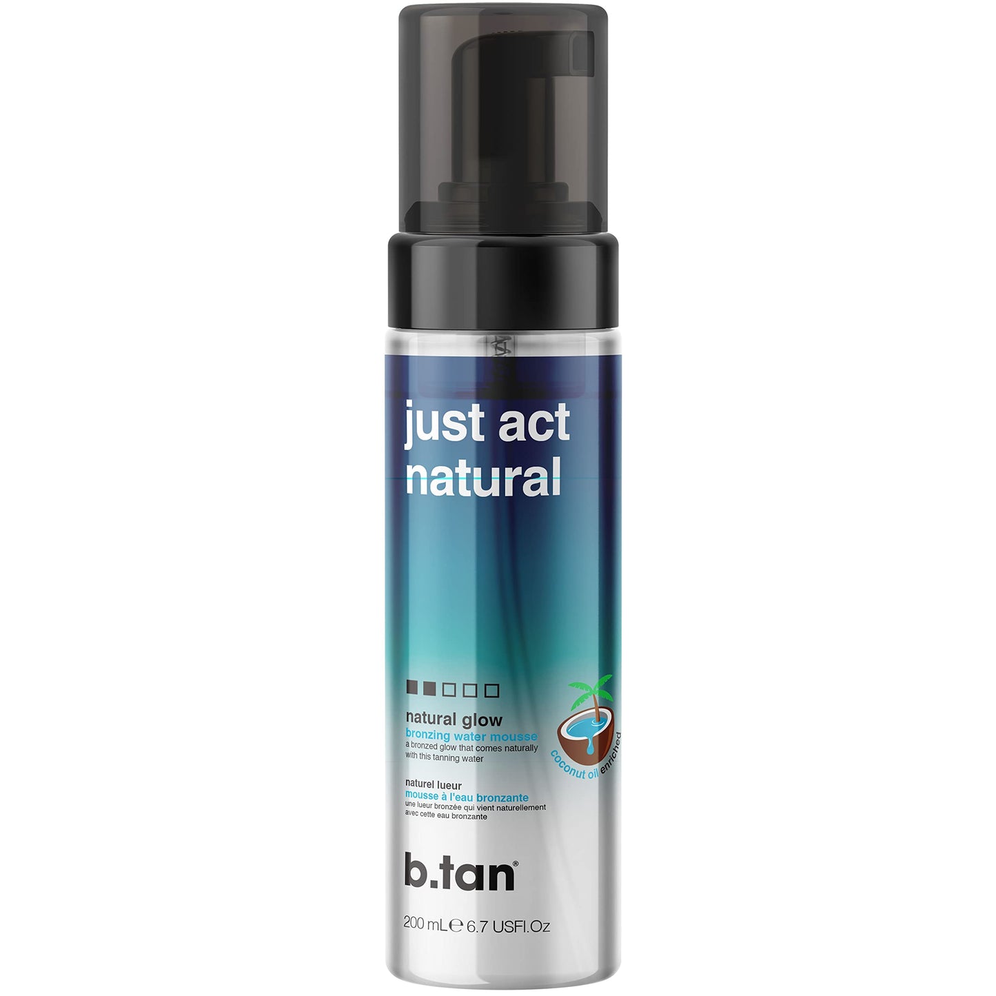 b.tan Best Clear Self Tan Bronzing Water | Just Act Natural - Clear, Transfer-Free, Fake Tanning Mousse, Hydrating, Enriched With Coconut Water & Vitamin E, 6.7 Fl oz