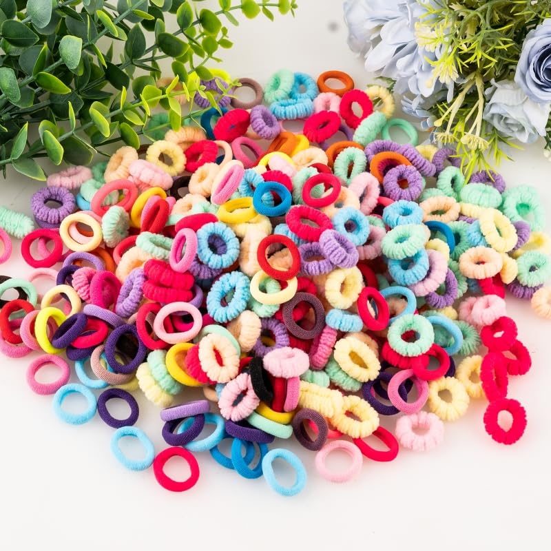 360pcs Toddler Hair Ties, No Damage Cotton Elastics for Baby & Kids
