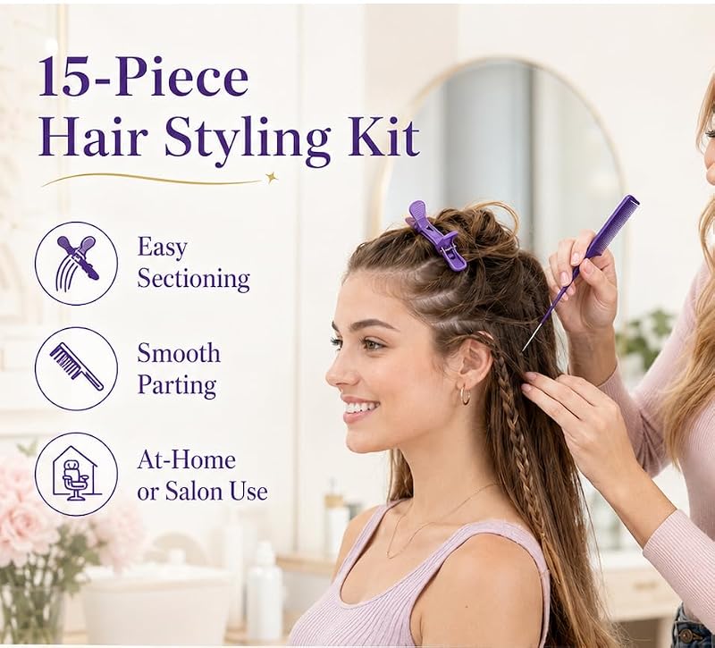 Nalexmi 15-Piece Crochet Hook Kit for Braids, Locs & Twist Extensions