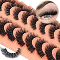 Newcally Russian Strip Lashes - Wispy Mink D-Curly Fake Eyelashes 9 Pairs