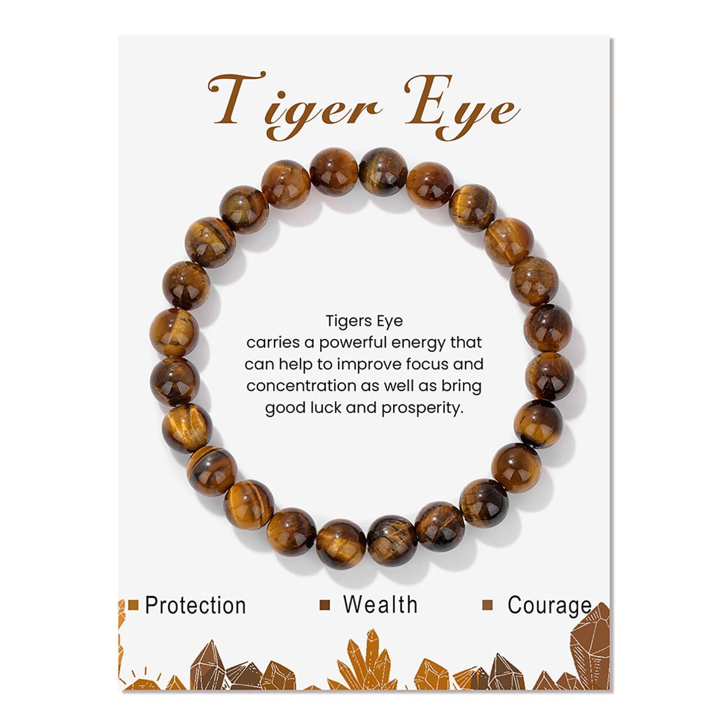 Tiger Eye Bracelet for Men 8mm Natural Stone Mens Beaded Bracelets Stretch Gemstone Bracelets Healing Stone Bracelets Tiger Eye Bead Bracelets Tiger Eye Jewelry for Women Men