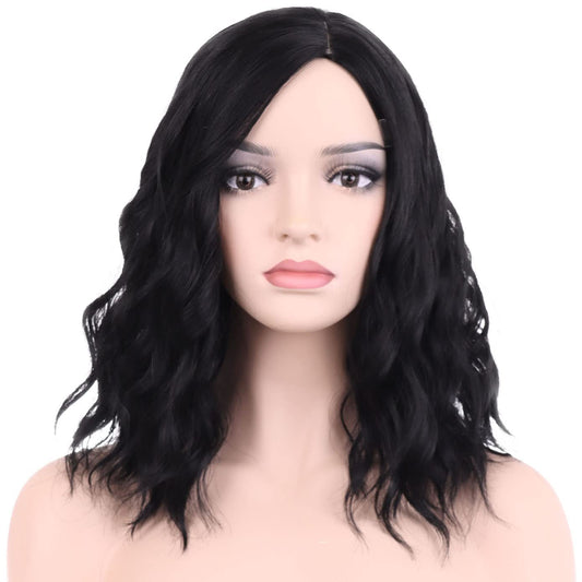 BERON Green Womens Wigs Short Curly Bob Wig Dark Color Wavy Hair Wigs for Girls Middle Part Women's Synthetic Wigs Cosplay or Daily Used