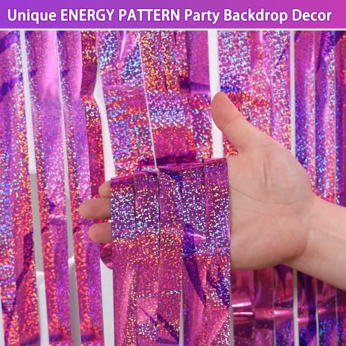 3 Pack Demon Hunters Foil Fringe Curtains - Pink Purple Backdrop
