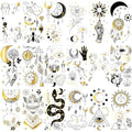 Glaryyears Metallic Gold Temporary Tattoo for Women Adults, 18-Pack Long-lasting Tiny Size Realistic Tattoos, Variety Pack Cute Floral Fake Tattoos, Makeup for Face Body Hand Arm Neck Party