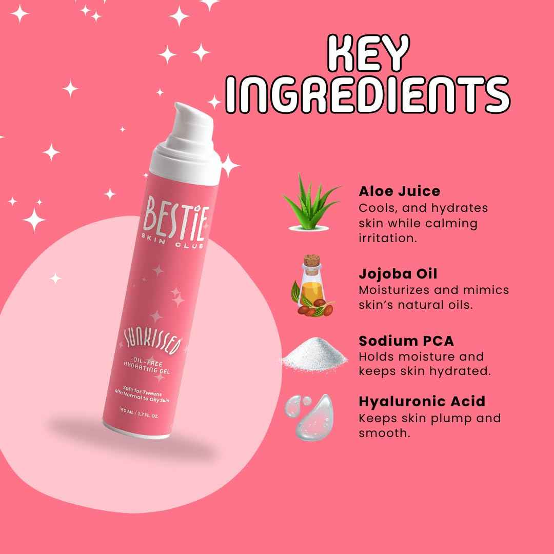 Bestie Skin Club Sunkissed Oil-Free Hydrating Gel, 1.7 fl oz, Lightweight Moisturizer for Normal to Oily Skin