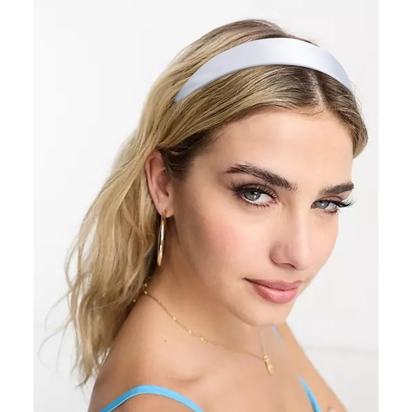 VELSCRUN Headbands for Women Girls 1.6 Inch White Satin Wide Headband Head Bands for Womens Hair Solid Simple Fashion Hair Bands Cosplay Halloween Hair Accessories Gifts for Mothers Sisters