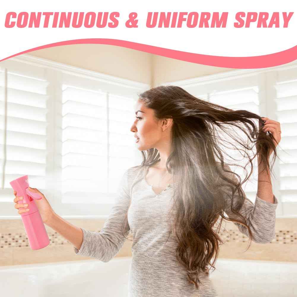 XSBAIHUO Empty Spray bottles, Spray Water Bottle Fine Mist Refillable, Continuous Spray Bottle for Hair, Skin Care, Planting, Showering Pets, Travel, Cleaning & Home (Pink 2Pack