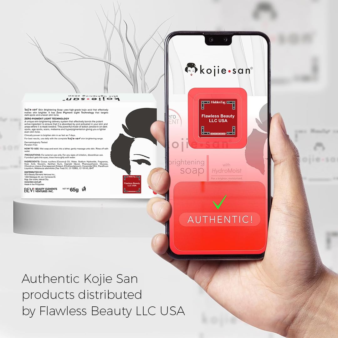 Kojie San Skin Brightening Brush Set - Original Kojic Acid Soap That Helps Reduces Dark Spots & Other Types of Skin Damage – 65g x 6 Bars and Relumins Deep Pore Facial Cleansing Brush