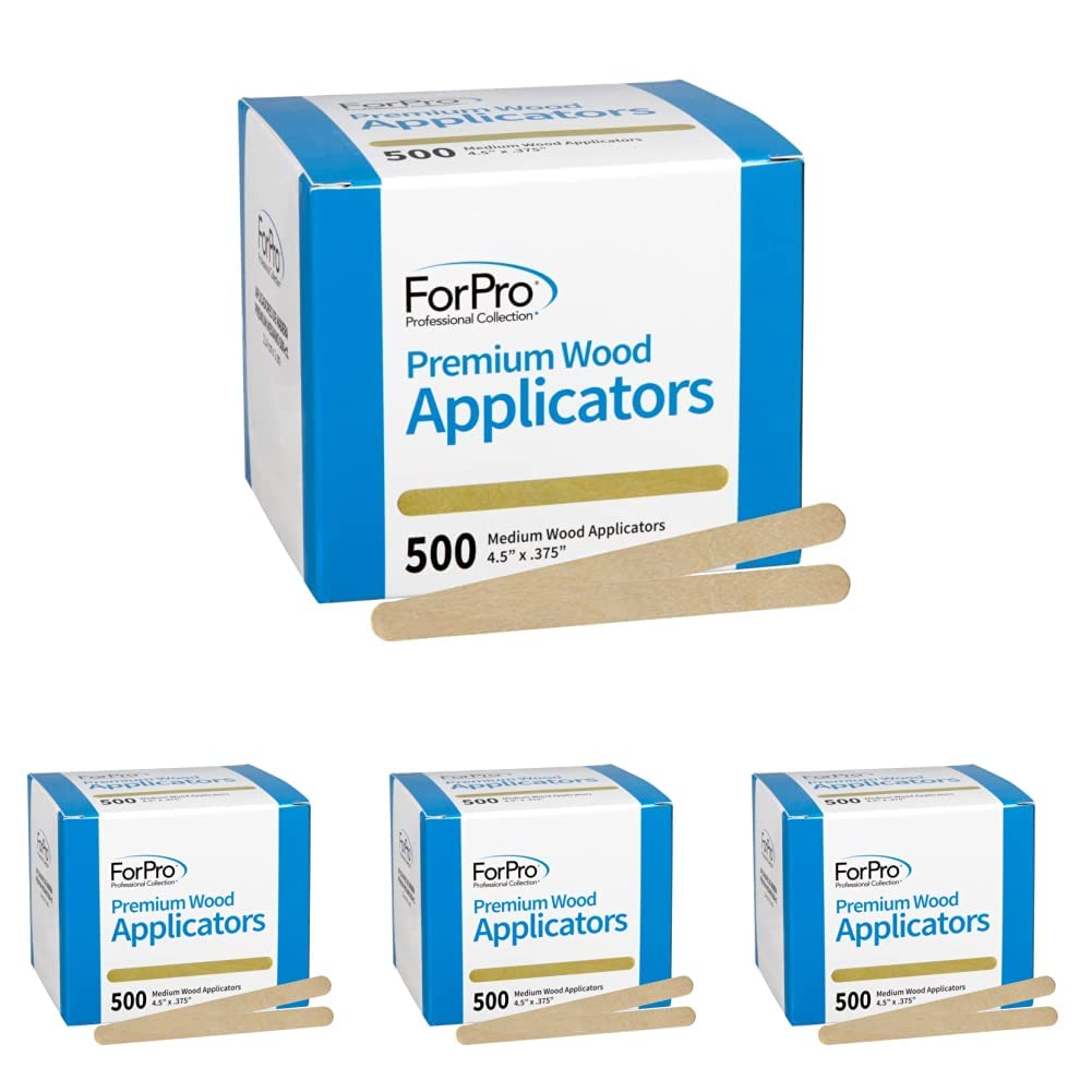 ForPro Premium Wood Applicators, Non-Sterile, Hair Removal Waxing Applicators, Medium, 4.5” L x .375” W, 500-Count (Pack of 4)