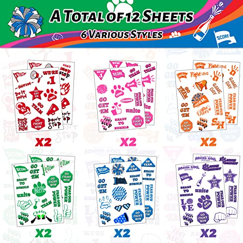 120PCS Team Spirit Temporary Tattoos - 6 Colors