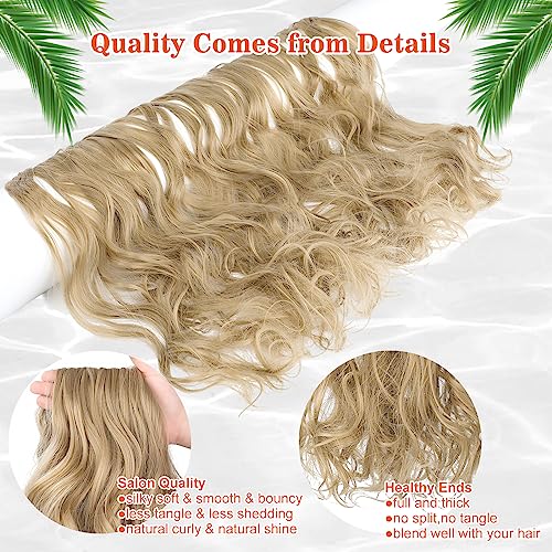 24" Ash Blonde Wavy Clip-In Hair Extensions - 7 Pieces, 170g