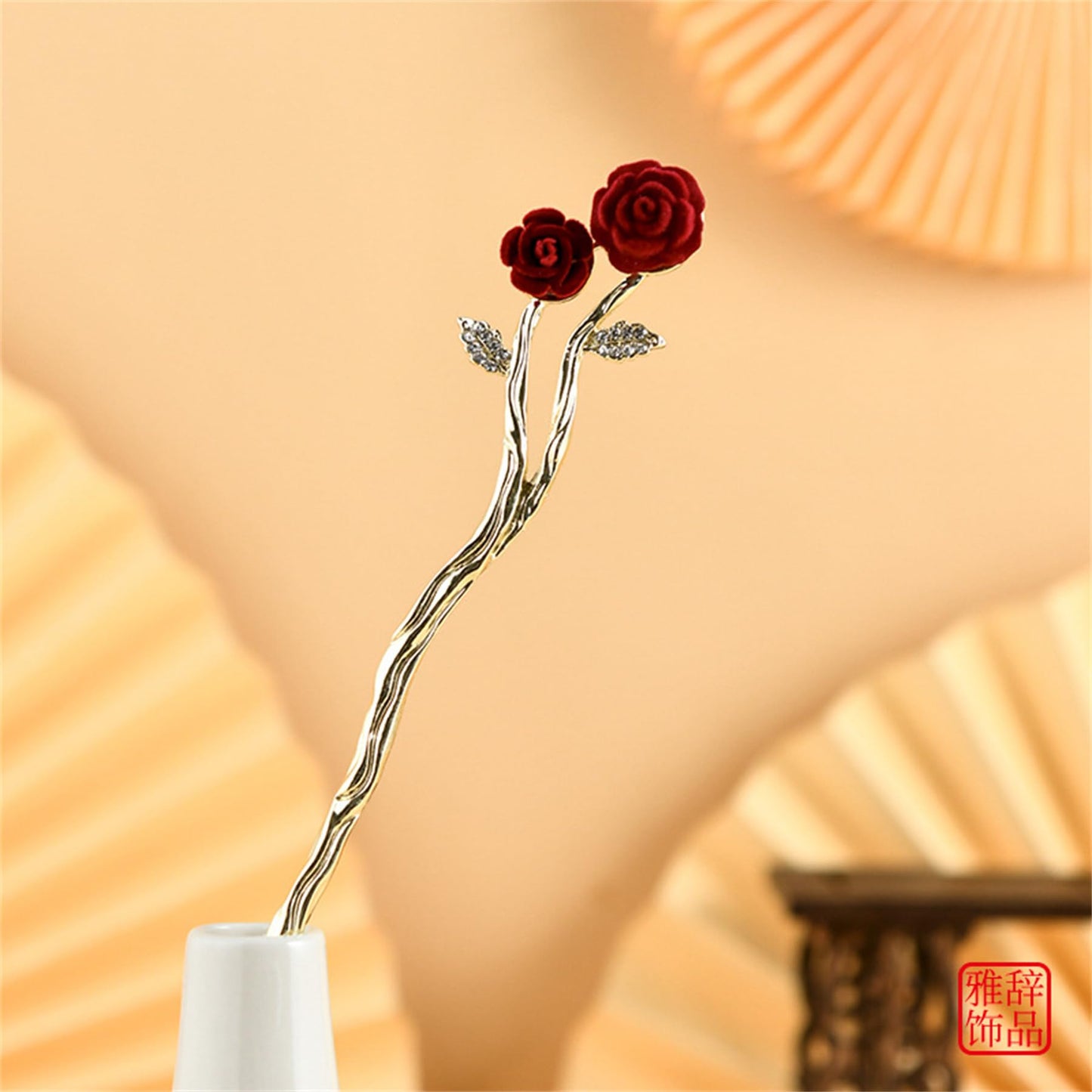 2 Pieces Metal Hairpin Rose Flower Hair Chopsticks Butterfly Hair Stick Handmade Classic Hair Pins for Women Girls-040