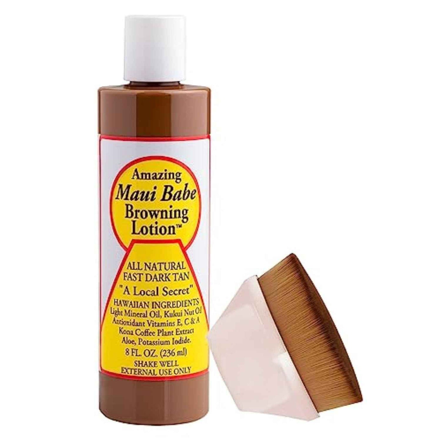 Amazing Maui Babe Browning Lotion 8oz - Maui Babe Tanning Lotion with Kabuki Flat Top Brush - Maui Tanning Lotion
