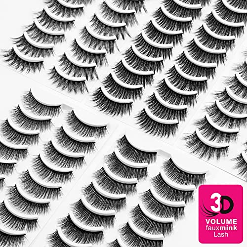 Eliace 3D Faux Mink False Eyelashes - 50 Pairs Wispy Cat Eye
