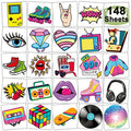 CHARLENT 148 Pcs 90s Temporary Tattoos for Kids