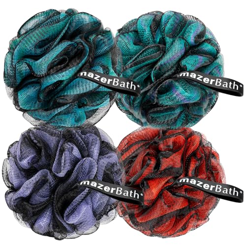 AmazerBath Charcoal Loofah Sponge Set of 4 - Body Scrubber