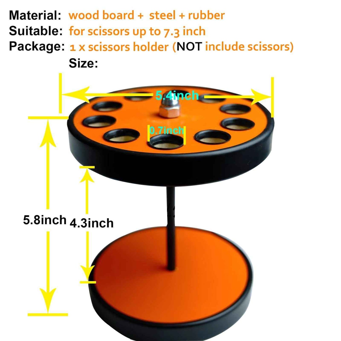 XDONEF Rotating Hair Scissors Holder, Wooden Barber Scissors Storage Holder Salon Shears Holder Hair Stylist Scissors Container Hairdressing Tools Organizer Orange