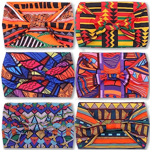 IVARYSS Wide Headbands for Women, Knotted Head Wraps & Turbans, 6 Pack African Style Hair Accessories