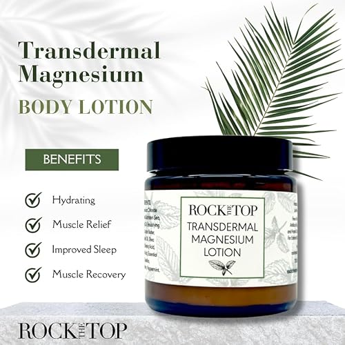 Transdermal Magnesium Lotion/Magnesium Cream - Premium Magnesium Lotion for Sleep & Skin Care made with Magnesium Chloride Ancient Minerals Magnesium Flakes - Hydrating Oils & Butters.