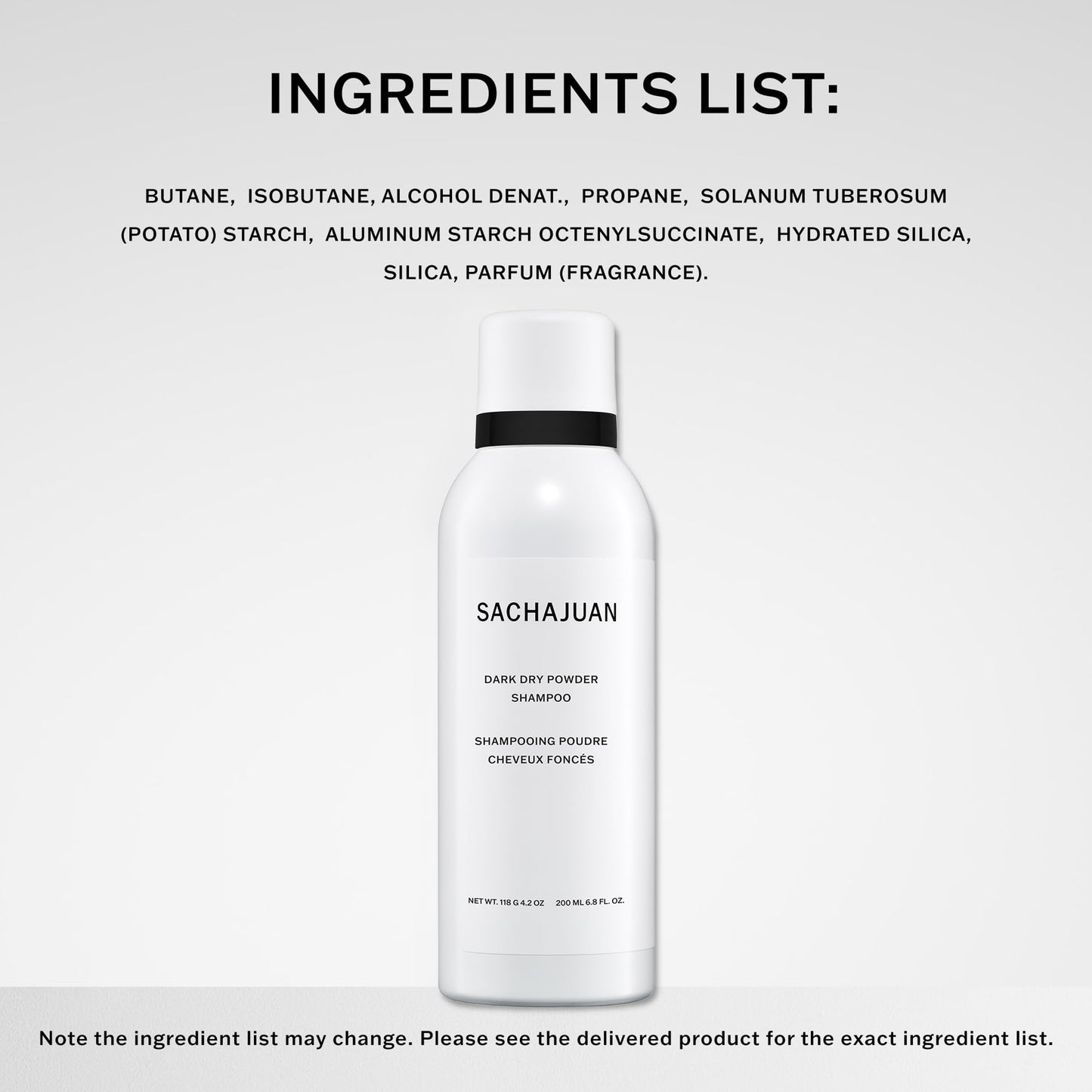 SachaJuan Dark Dry Powder Shampoo WT. 118 gm 200 ml 6.8 oz