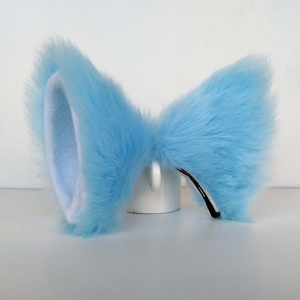 Sheicon Cat Ears Furry Neko Ears Headband Hair Clip Hairband Headwear Anime Cosplay For Halloween Cosplay Party Color Blue