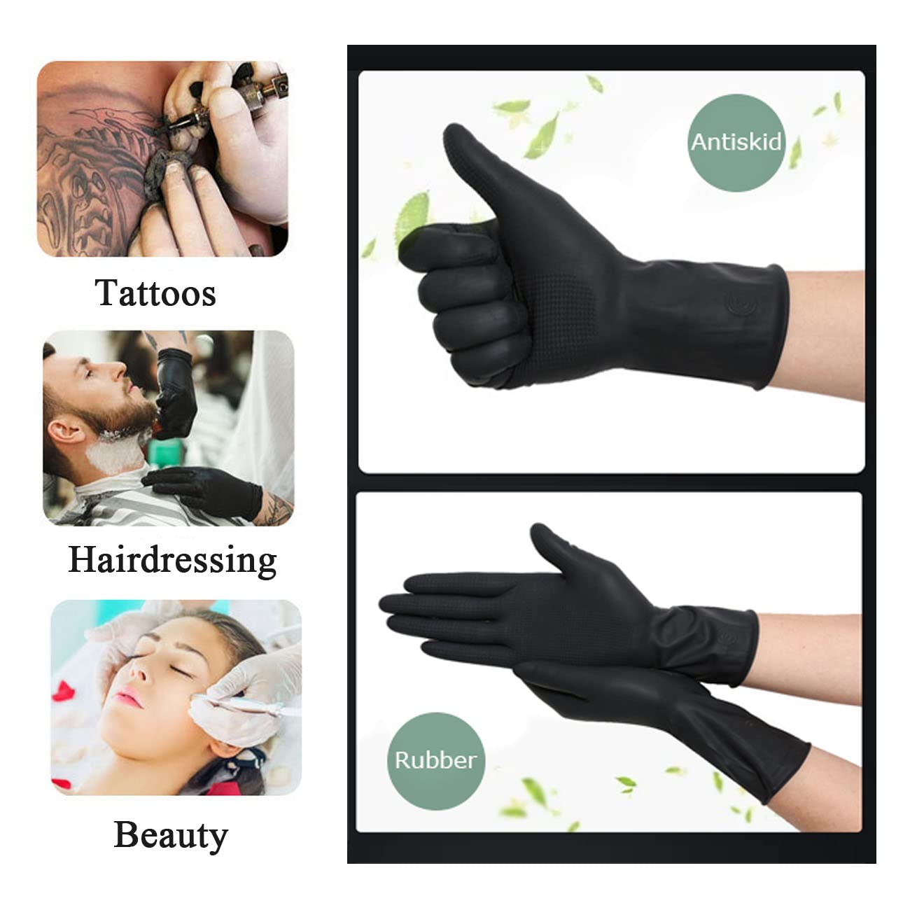 VOVCIG Hair Dye Gloves, 6 Pairs Professional Hair Coloring Accessories Dye Gloves Reusable for Hair Salon Hair Dyeing, 6 Left+6 Right, Black