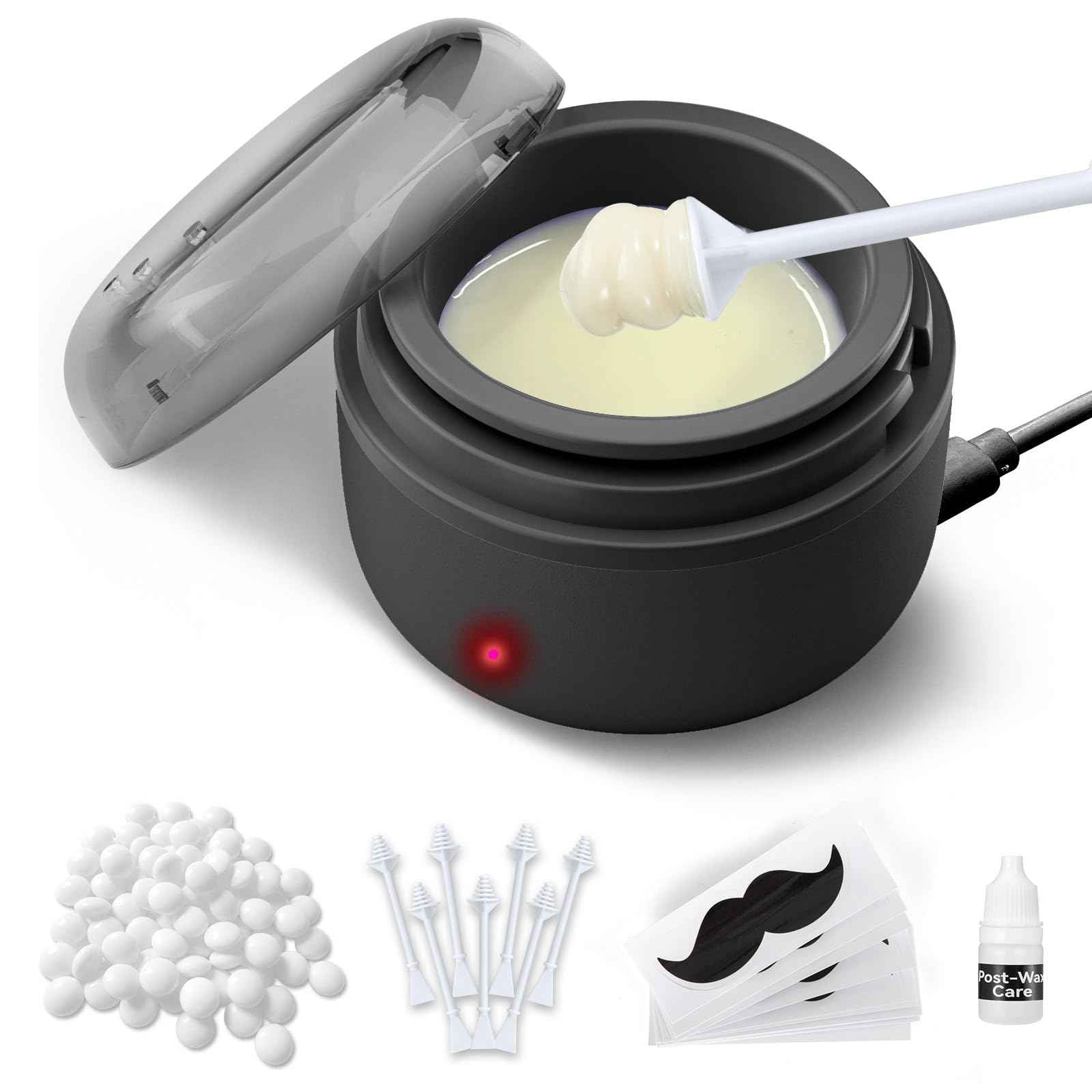 SUERBEATY Nose Wax Kit Men, Nose Hair Wax Kit with 100 g Nose Wax, Use 20 Times, Nose and Ear Hair Removal Kit For Men, USB Fast Heat, Constant Temperature, Multi-Accessories, Travel Use, Light Black