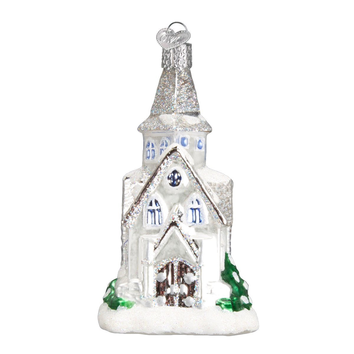 Old World Christmas Church Collection Glass Blown Ornaments for Christmas Tree Sparkling Cathedral