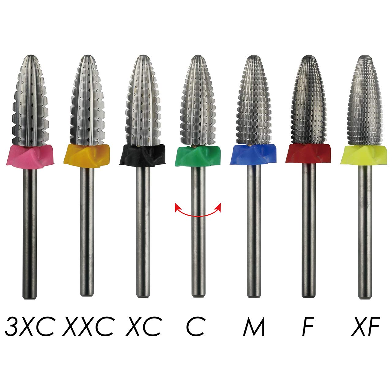 ianblues typhoon nail drill, 2 Way - 2 directions rotate, Left-handers & Right-handers Available, for Electric Manicure Machine, Size: 3XC, XXC, XC, C, M, F, & XF. (Triple Coarse - 3XC)