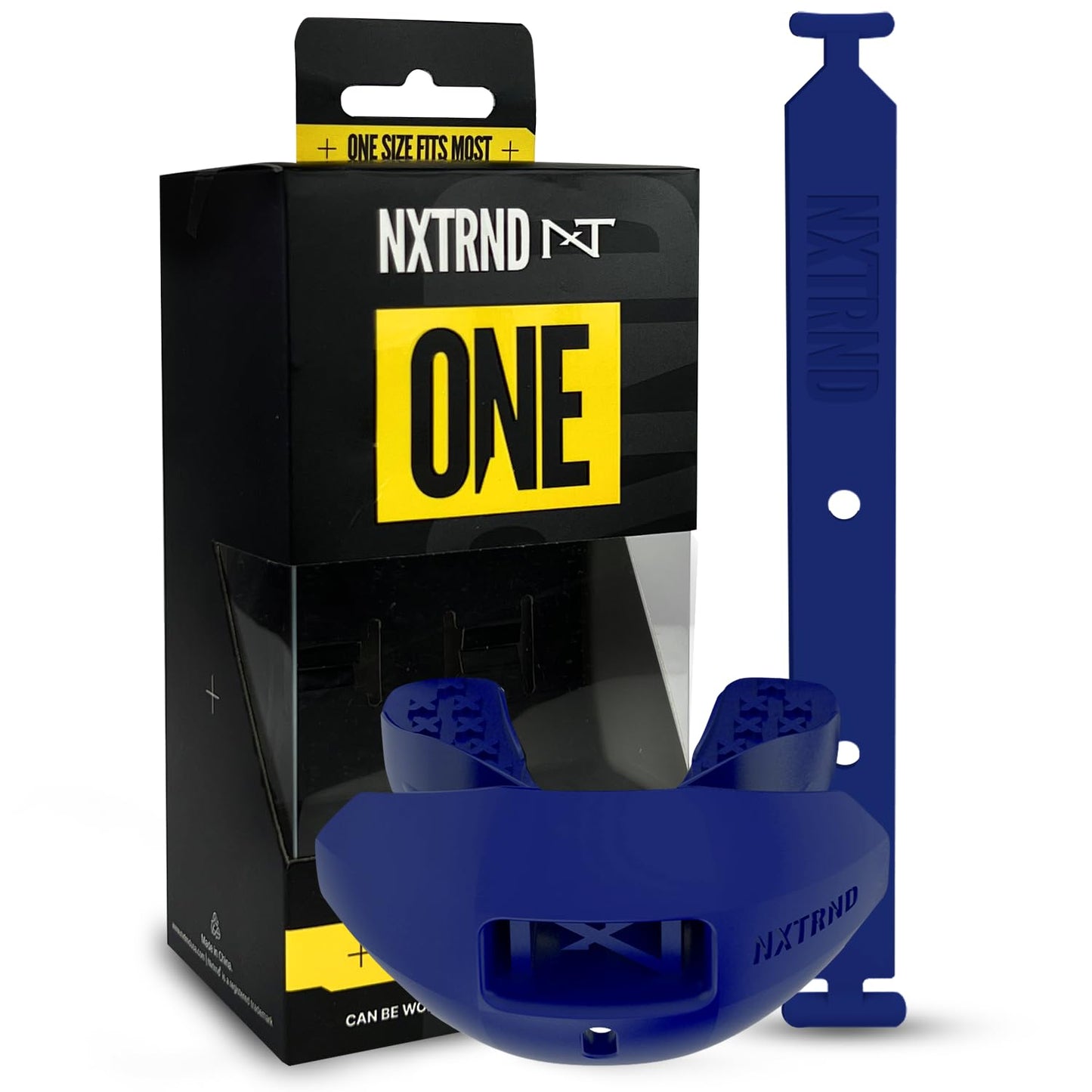 Nxtrnd One Football Mouth Guard, Strap Included, Fits Adult & Youth (Navy Blue)