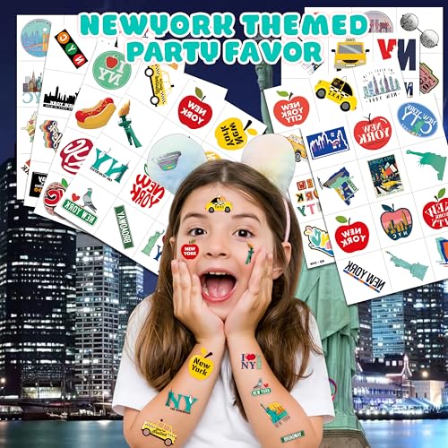 96 PCS NYC Temporary Tattoos for Kids - Pre-Cut