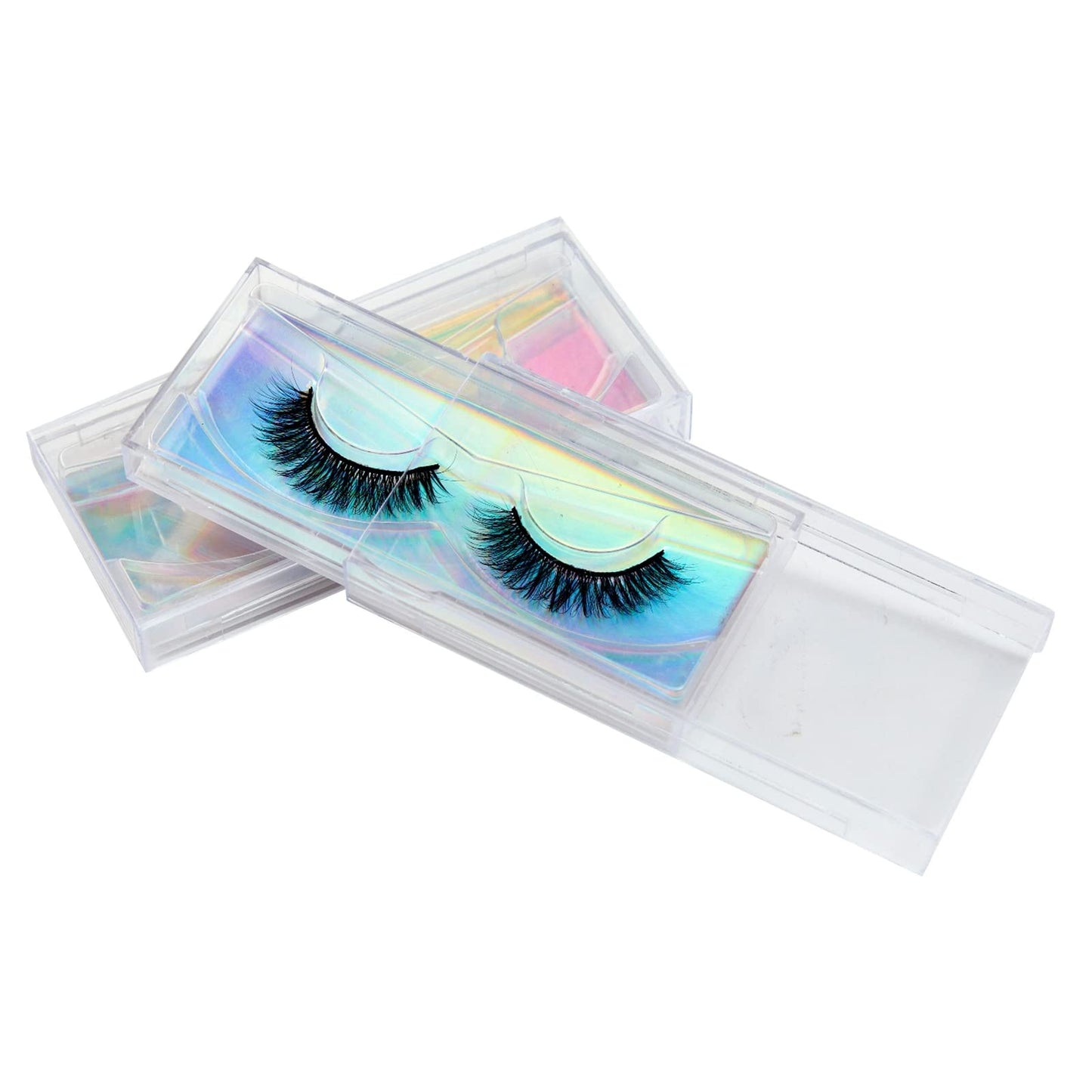 Stockroom Plus 30-Pack Holographic Silver Empty Lash Boxes for False Eyelashes, Lash Cases Empty Bulk Wholesale with Paper Card for Makeup Artists, (4.3 x 2 Inches, 0.55" Width)