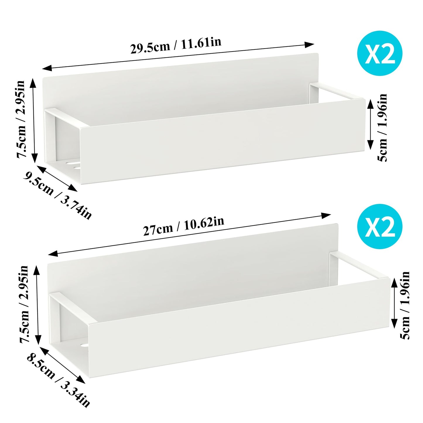 HuggieGems 4 Pack Magnetic Spice Storage Rack Organizer for Refrigerator and Oven, Cream White Fridge Organizers and Storage