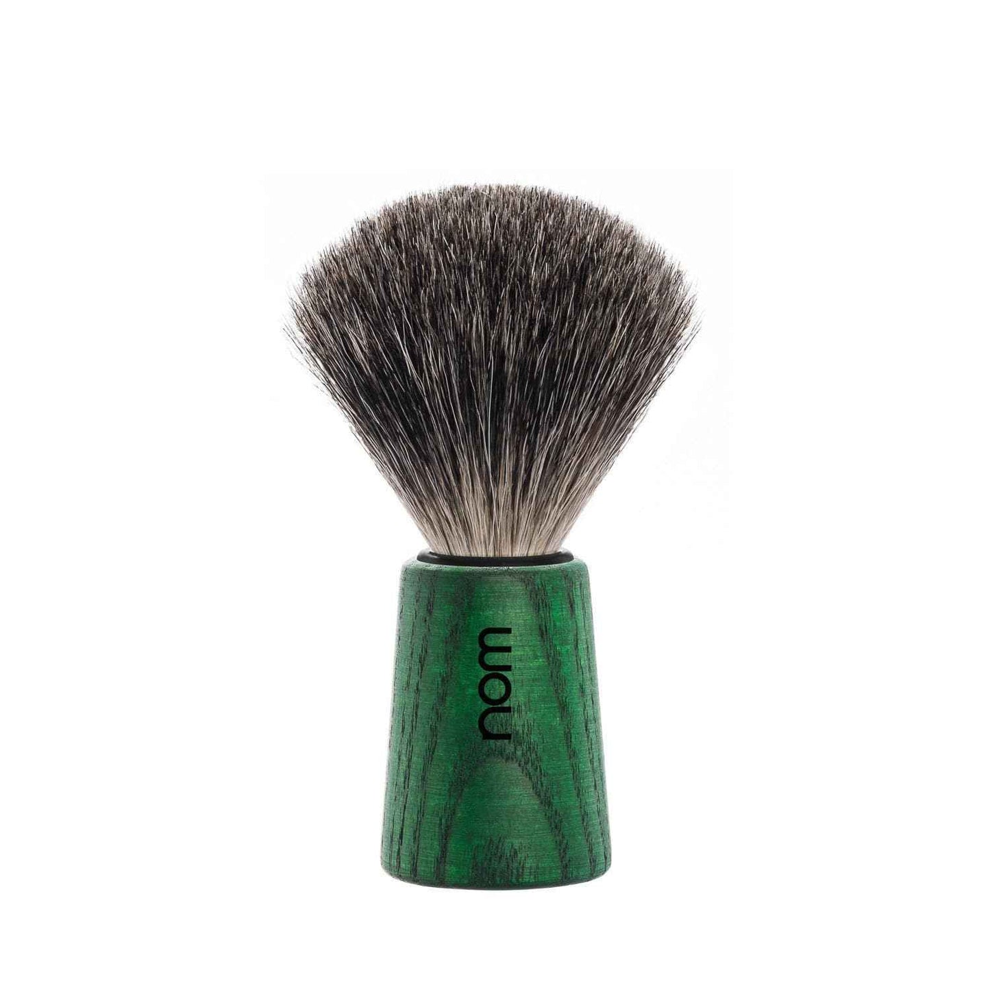 NOM Theo Shaving Brush | Pure Badger Shave Brush for Shaving soaps and creams | Exfoliating Shaving Brush| Green Ash handle
