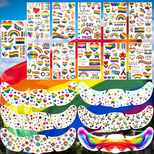 17 Sheets LGBT Pride Temporary Tattoos for Adults & Kids