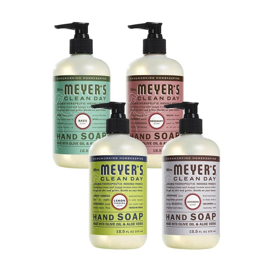 MRS. MEYER'S CLEAN DAY Holiday Hand Soap Bundle Variation (Basil + Lavender + Rosemary + Lemon Verbena)