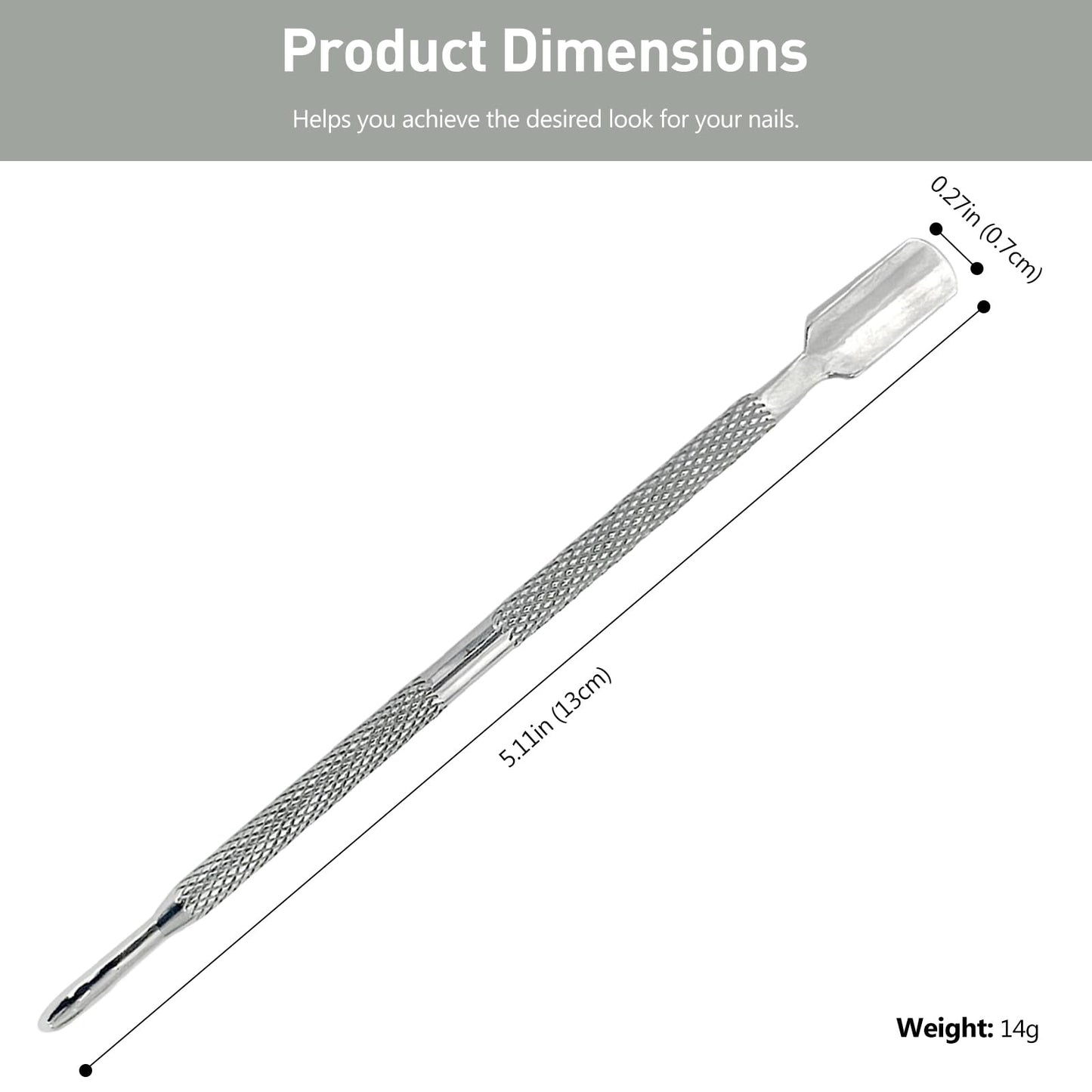 5-Piece Dual-Sided Cuticle Pusher Set - Professional Stainless Steel Manicure Pedicure Nail Care Tools