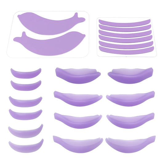 22 Piece Silicone Lash Lift Pads, PERMANIA Eyelash Perm Curler Makeup Tools for Eyelash Lifting, Reusable Dolphin Eye Patch & Lash Ribbon Salon Grade (Purple)