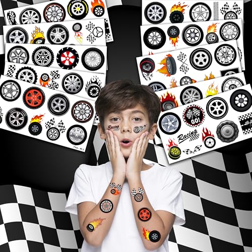 100 PCS Racing Checkered Flag Temporary Tattoos - Party Favors