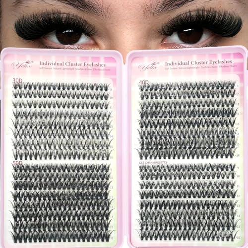 YELIX 640pcs Wispy Lash Clusters 9-15mm Mixed Length Individual Lashes