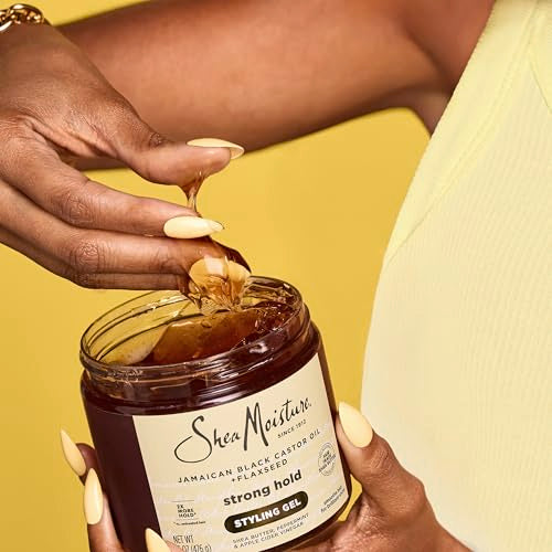 SheaMoisture Strong Hold Styling Gel+Flaxseed Jamaican Black Castor Oil Gives Controlled Style,Infused With Castor Seed Oil,SheaButter & Indulgent Scent ParabenFree AntiFrizz Hair Gel 15oz (Pack of 2)