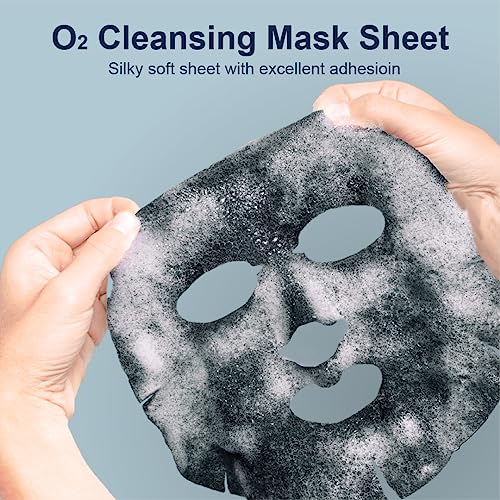 Purederm Deep Purifying Black O2 Bubble Mask Charcoal (10 Pack) ? Bubble Face Sheet Mask for Purifying & Brightening
