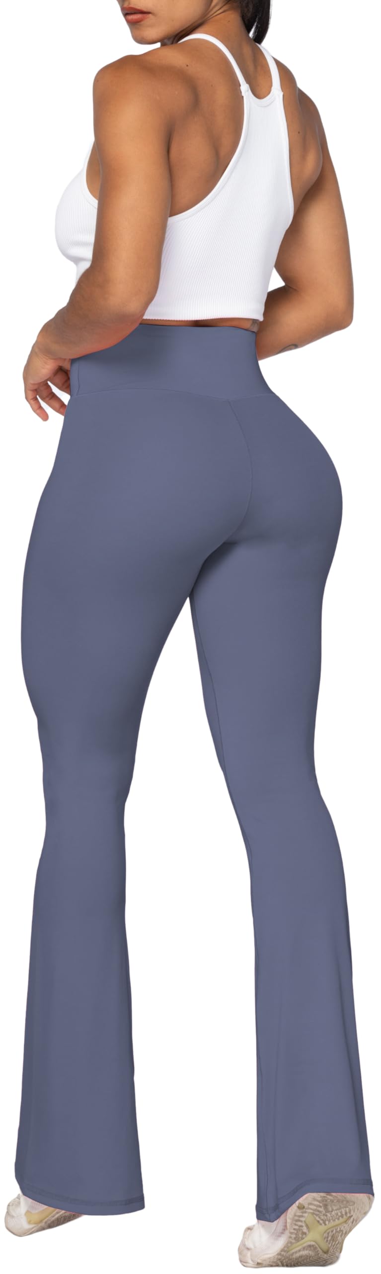 Sunzel Flare Leggings, Crossover Yoga Pants with Tummy Control, High-Waisted and Wide Leg, 30" Inseam, Deep Sea Blue, X-Small