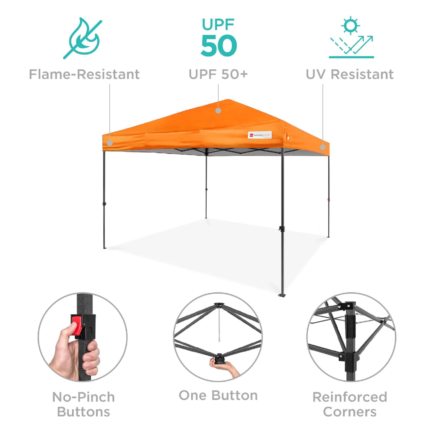 Best Choice Products 8x8ft 1-Person Setup Pop Up Canopy Tent Instant Portable Shelter w/ 1-Button Push, Case, 4 Weight Bags - Orange