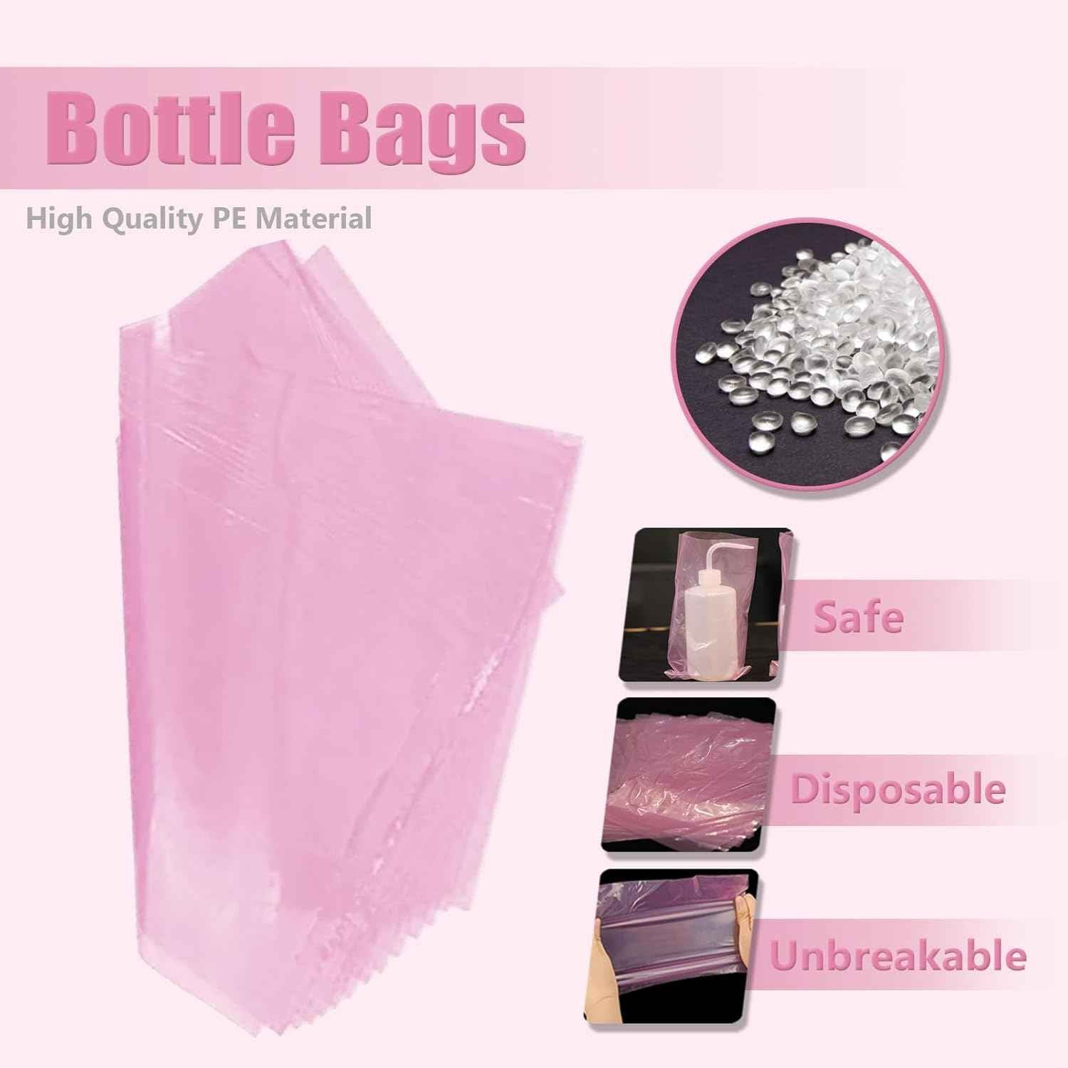 Tattoo Bottle Bags with 2pcs Squeeze Bottles -LEEYUKA 250pcs Pink Wash Bottle Covers With 2pcs 250ml Bottles Squeeze Bottle Sleeves for Tattoo Bottles Pink Tattoo Supplies