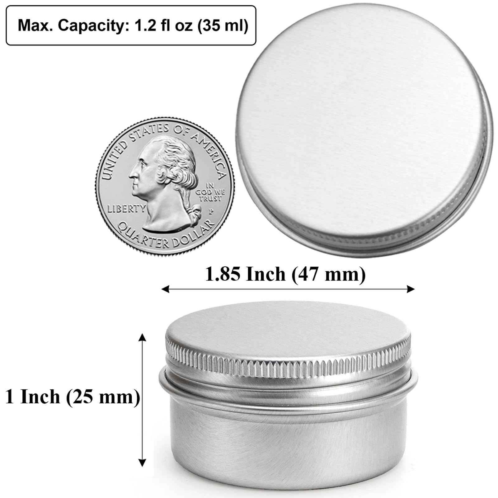Tosnail 48 Pack 1 Oz / 30 ML Mini Metal Round Tins with Screw Lids, 1.85 Inch Empty Sample Jars, Travel Storage Containers