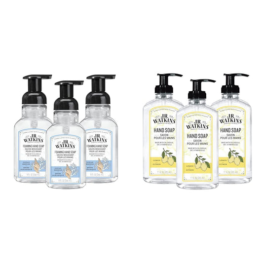 J.R. Watkins Foaming Hand Soap with Pump Dispenser, Moisturizing Foam Hand Wash & Liquid Hand Soap With Dispenser, Moisturizing Hand Soap, Alcohol-Free Hand Wash, Cruelty-Free