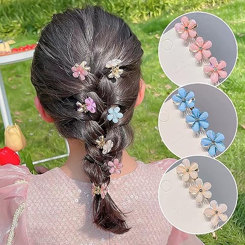 Eliongpu 20Pcs Mini Flower Hair Clips Crystal Spring Claw Clips Small Flower Hair Claw Clips for Girls Women Cute Hair Barrettes Colorful Hair Accessories for Kid Teen