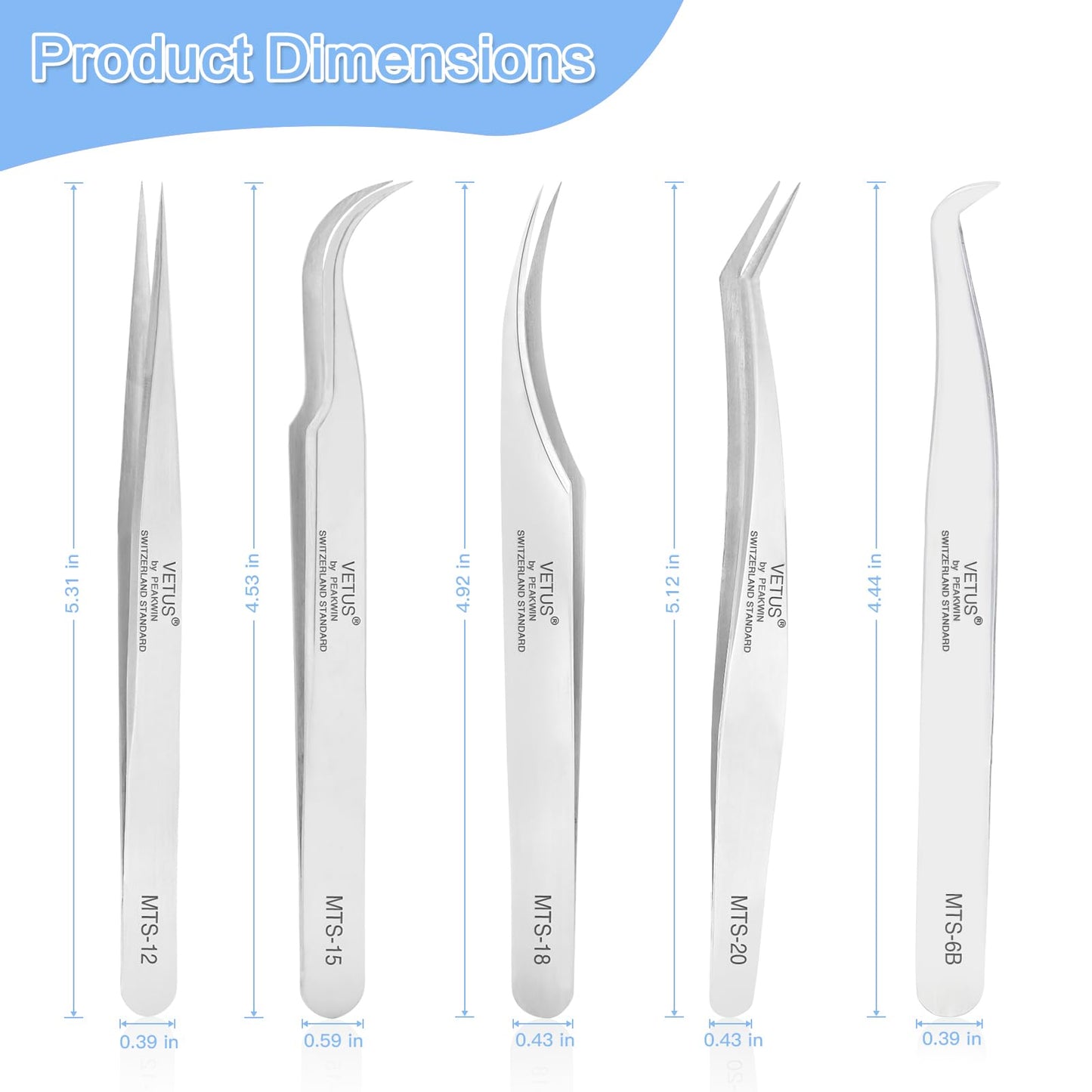 Obeyalash Lash Tweezers for Eyelash Extensions Set of 5, Straight Eyelash Extension Tweezers J Curved Tweezers Eyelash 45 Degree Lash Isolation Tweezers for Individual Volume False Lashes