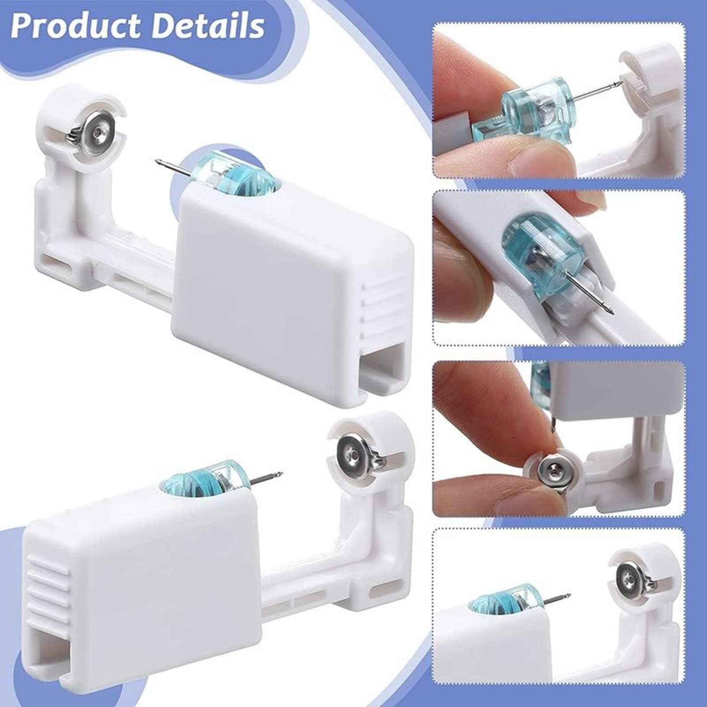 Lyuxzad Ear Piercing Gun Kit - 6Pcs Disposable Kit With Self Piercing Gun, Built-in Earrings Stud, Clean Tools for Cartilage Piercing (Gold)